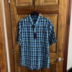 Arrow Men's Green and Blue Checkered Shirt